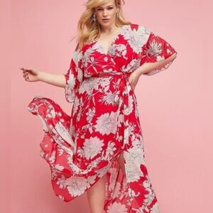 Lane Bryant Pink and White Floral Maxi Dress